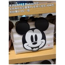 香港Miniso x Mickey限定 米奇 條紋造型圖案PU皮革化妝包 收納包